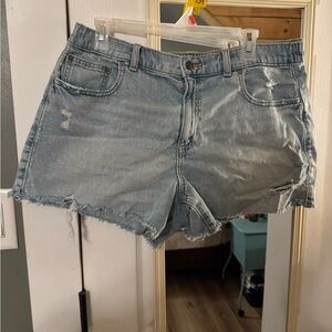 Aerie Distressed Light Blue Jean Shorts